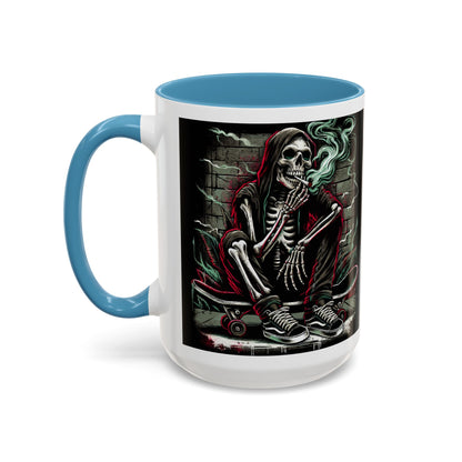 Gothic Skeleton Coffee Mug - Perfect for Halloween Decor, Gift for Skaters, Unique Drinkware, Spooky Vibe, 11 & 15oz Options