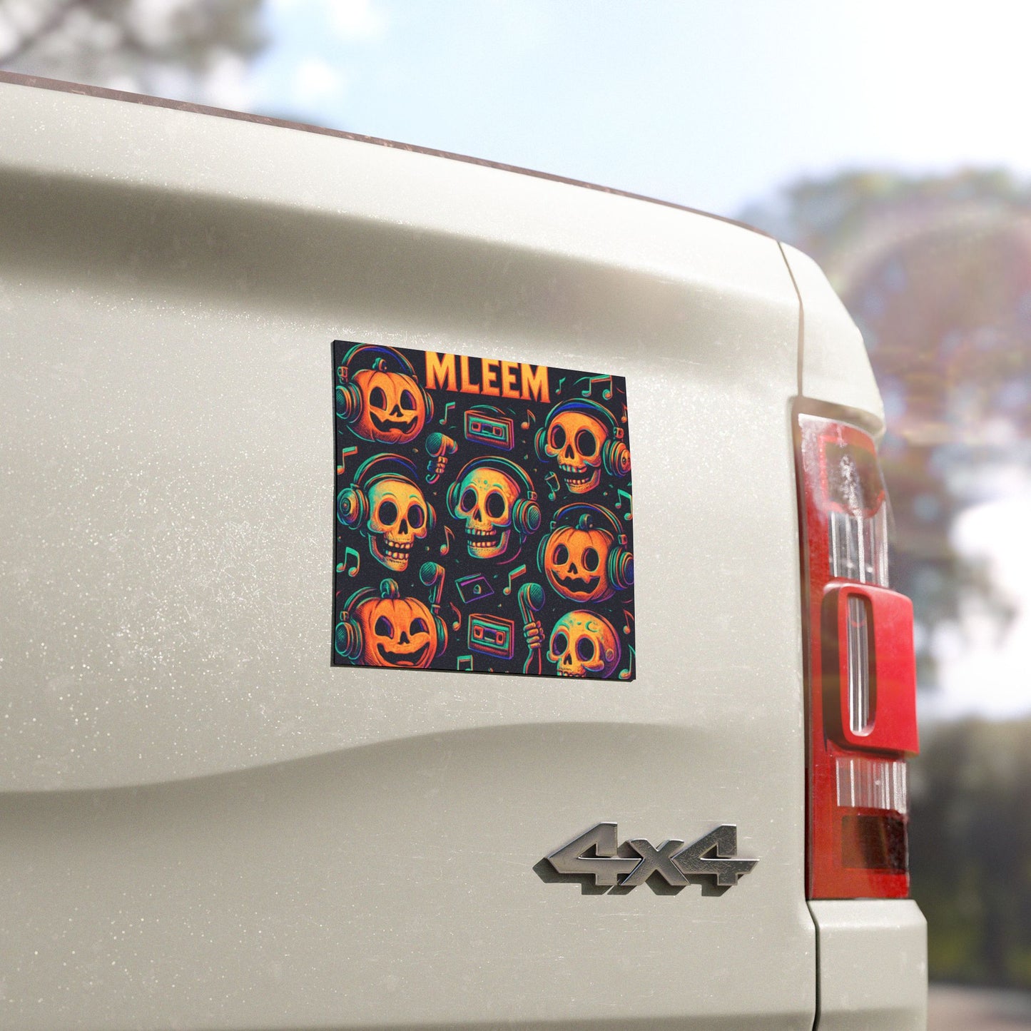 Vibrant Halloween Car Magnets, Fun Decor for Cars, Unique Gifts for Spooky Season, Skull and Pumpkin Design, Music Lover's Gift