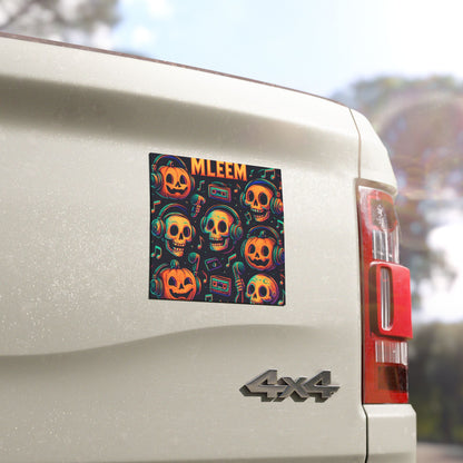 Vibrant Halloween Car Magnets, Fun Decor for Cars, Unique Gifts for Spooky Season, Skull and Pumpkin Design, Music Lover's Gift