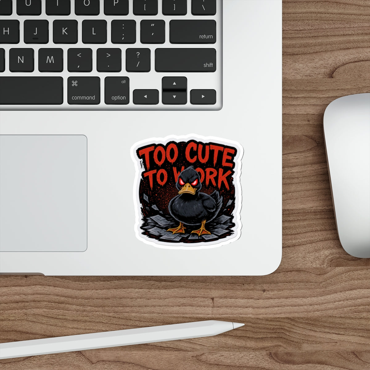 Too Cute to Work Die-Cut Stickers | Cute Duck Sticker for Laptops, Water Bottles, Scrapbooking, Gifts, Decoration