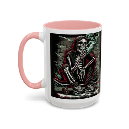 Gothic Skeleton Coffee Mug - Perfect for Halloween Decor, Gift for Skaters, Unique Drinkware, Spooky Vibe, 11 & 15oz Options