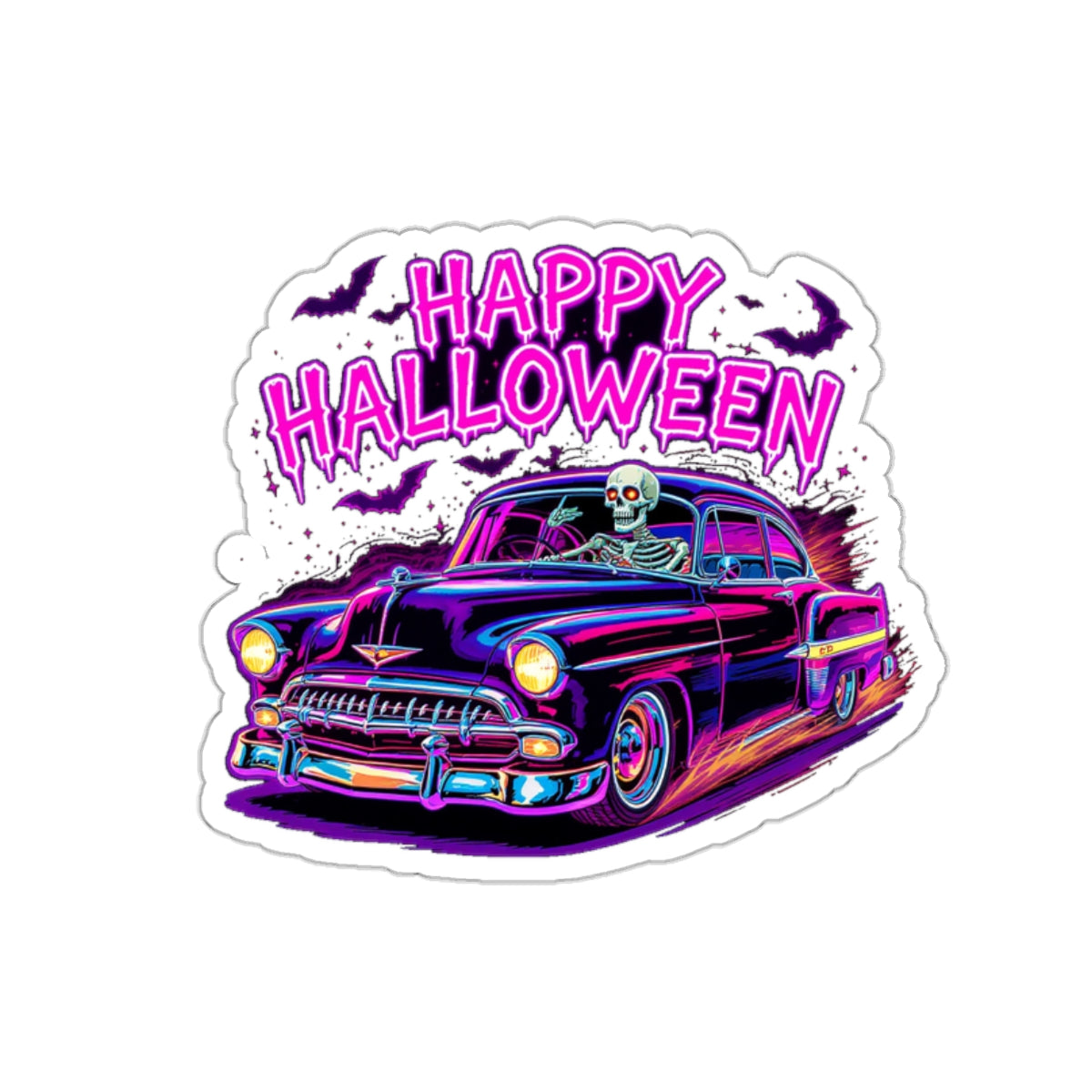 Halloween Skeleton Car Die-Cut Stickers | Spooky Decor, Laptop Sticker, Halloween Gift, Seasonal Décor, Trick or Treat
