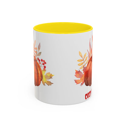 Cozy Pumpkin Accent Coffee Mug | Fall Decor, Gift for Autumn Lovers, Thanksgiving Mug, Pumpkin Spice Latte Cup, Holiday Drinkware