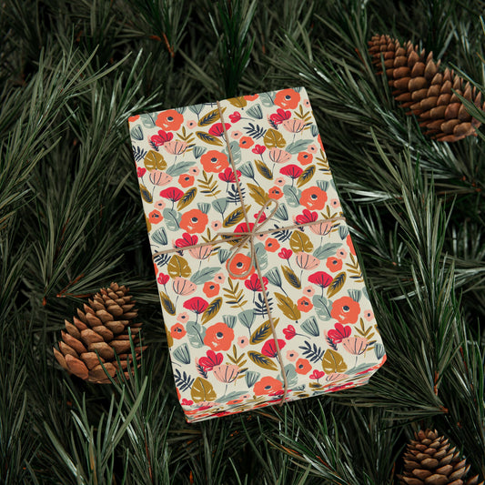 Floral Wrapping Paper for All Occasions, Gift Wrap Roll, Birthday, Holiday, Eco-Friendly, Festive Gift Packaging, Artisan Design