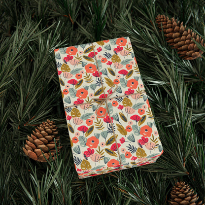 Floral Wrapping Paper for All Occasions, Gift Wrap Roll, Birthday, Holiday, Eco-Friendly, Festive Gift Packaging, Artisan Design