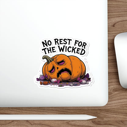 Pumpkin-Themed Die-Cut Stickers, Halloween Decor, Cute Stickers for Laptops, No Rest for the Wicked, Gifts for Spooky Season