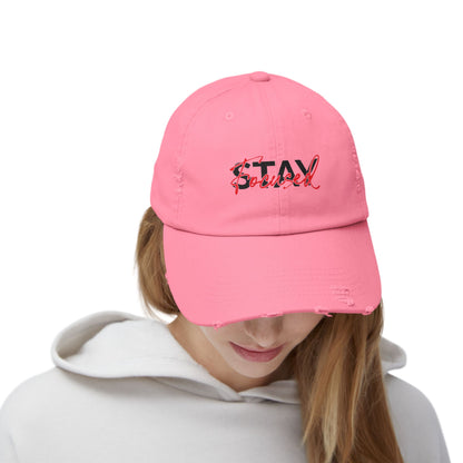 Unisex Distressed Cap - Stay Spiced, Vintage Style Baseball Hat, Gift for Him and Her, Casual Wear, Perfect for Summer and Festivals