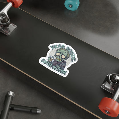 Zombie Coffee Lover Die-Cut Stickers, Cute Vinyl Stickers for Laptops, Drinkware, Halloween Decor, Funny Gifts, Zombie Aesthetic