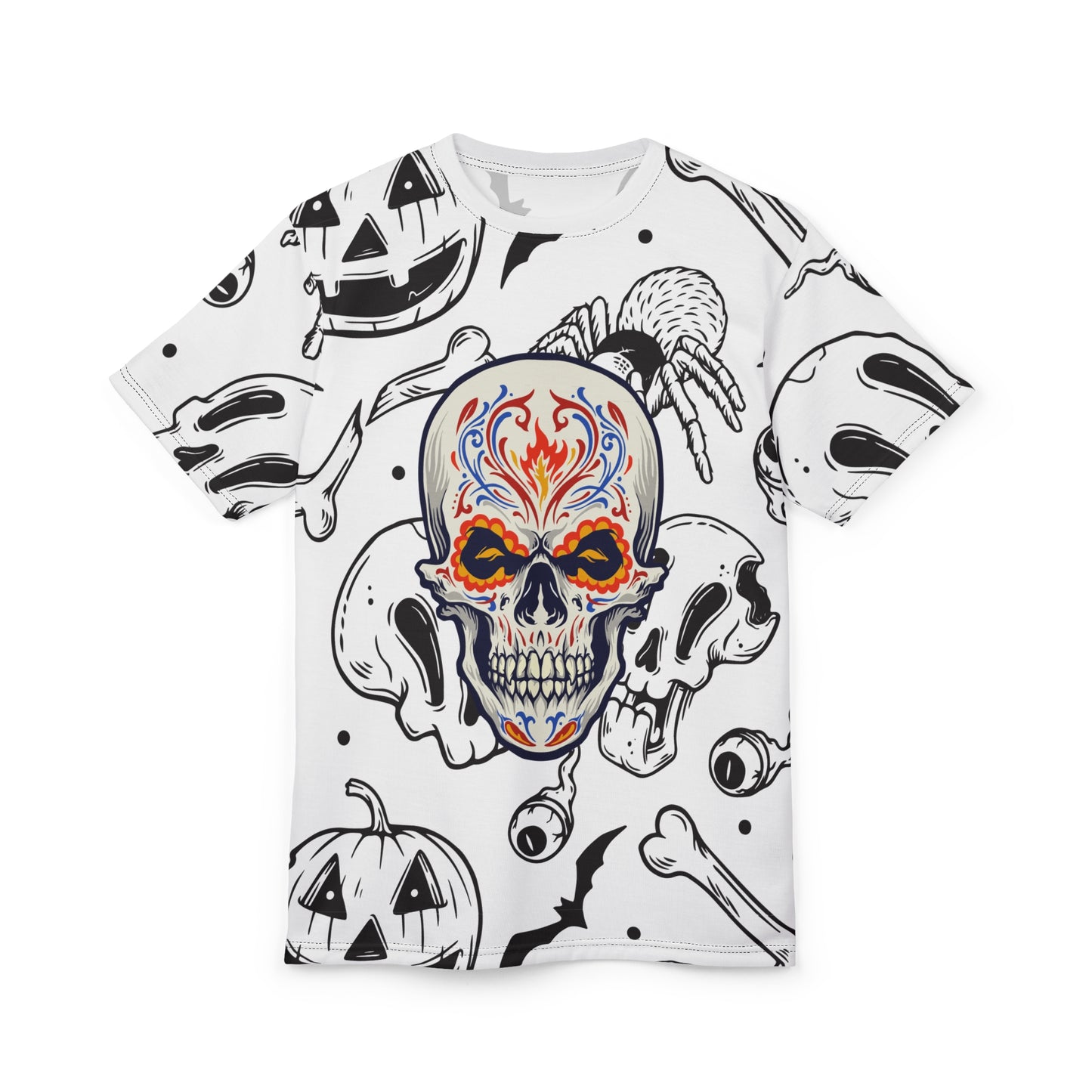 Halloween Skull Unisex Tee, Spooky T-Shirt, Party Wear, Alternative Fashion, Gift for Halloween Lovers