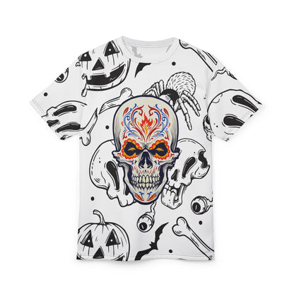 Halloween Skull Unisex Tee, Spooky T-Shirt, Party Wear, Alternative Fashion, Gift for Halloween Lovers