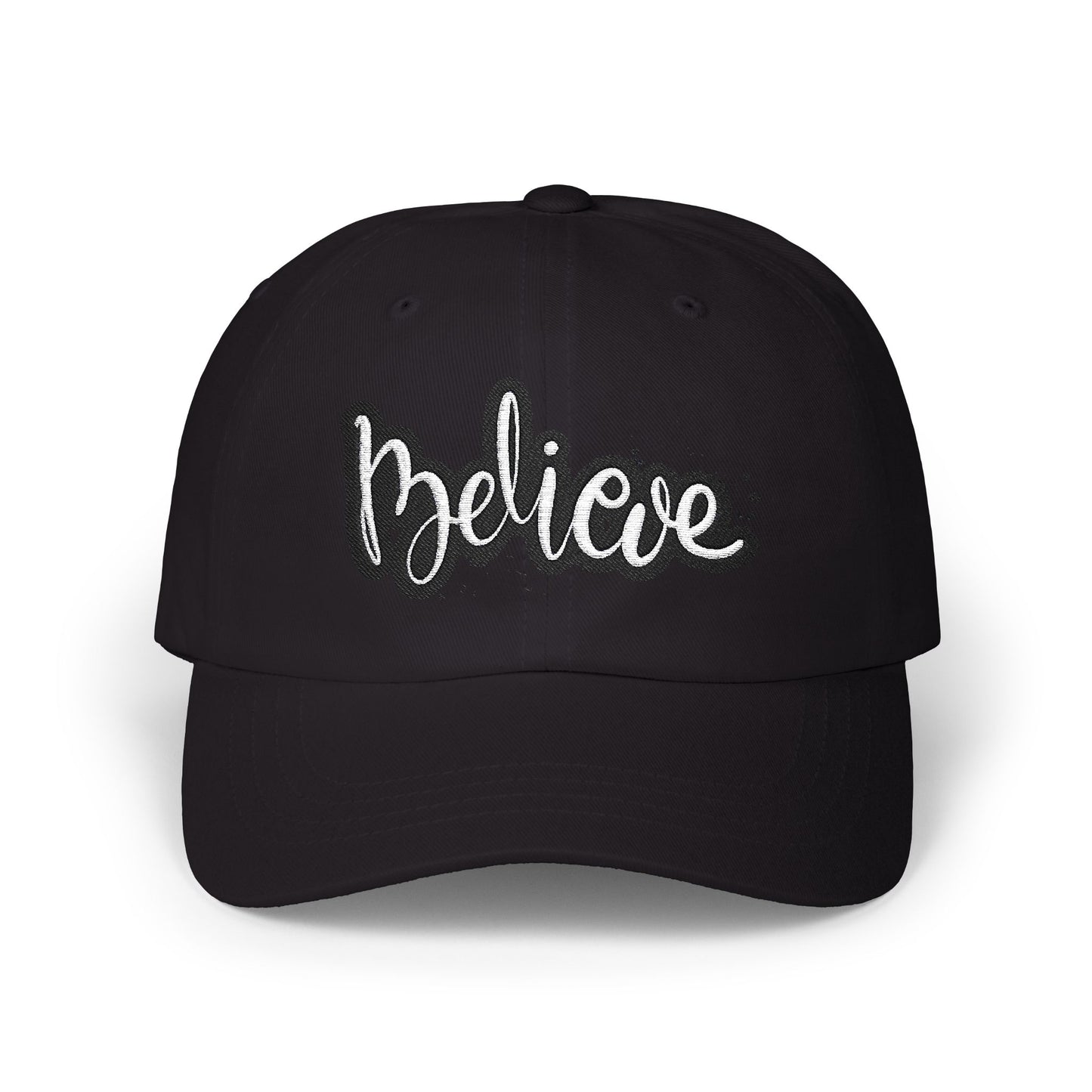 Believe Classic Dad Cap, Motivational Hat, Gift for Dad, Casual Cap, Summer Accessory, Adjustable White Cap