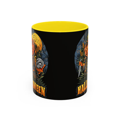 Halloween Pumpkin Coffee Mug, Spooky Mug, Fall Decor, Gift for Halloween Lovers, Black Mug, 11oz or 15oz
