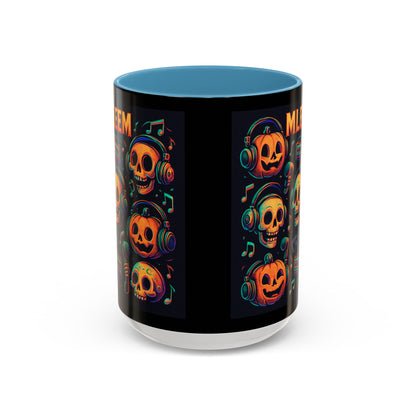 Halloween Skull Coffee Mug, Spooky Decor, Gift for Music Lovers, Pumpkin Head Mug, Halloween Party Favor