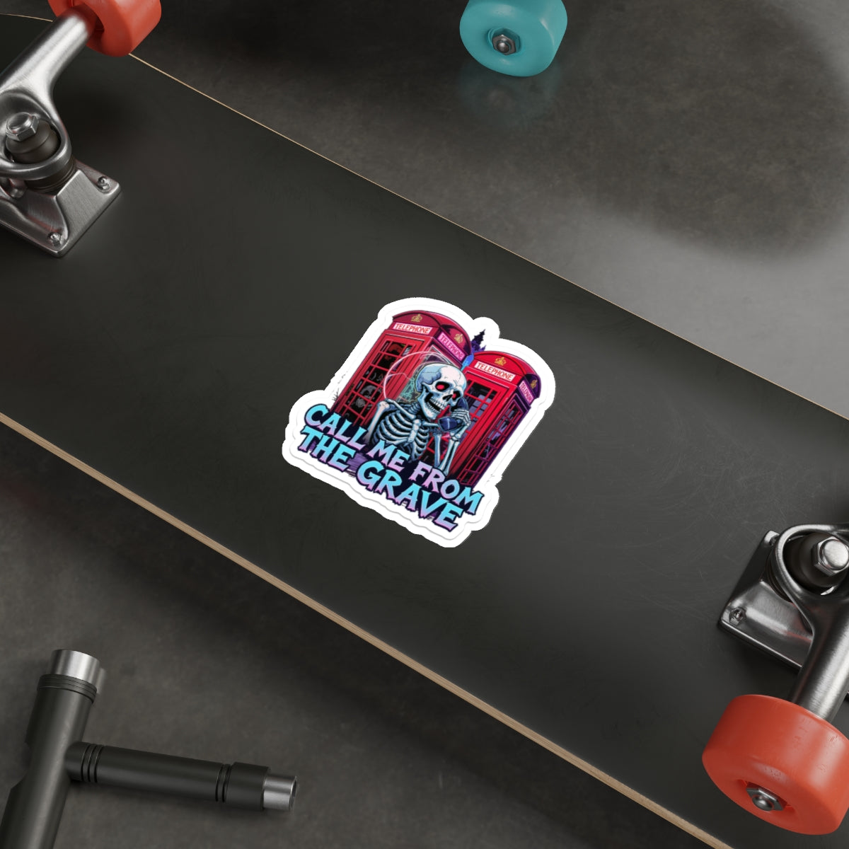 Halloween Die-Cut Stickers, Fun Vinyl Decals, Skull Design, Call Me From The Grave, Spooky Decor, Party Favors, Unique Gifts