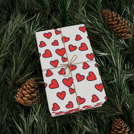 Festive Heart Wrapping Paper, Valentine's Gift Wrap, Love Bows, Holiday Decor, Cute Gift Packaging, Party Supplies