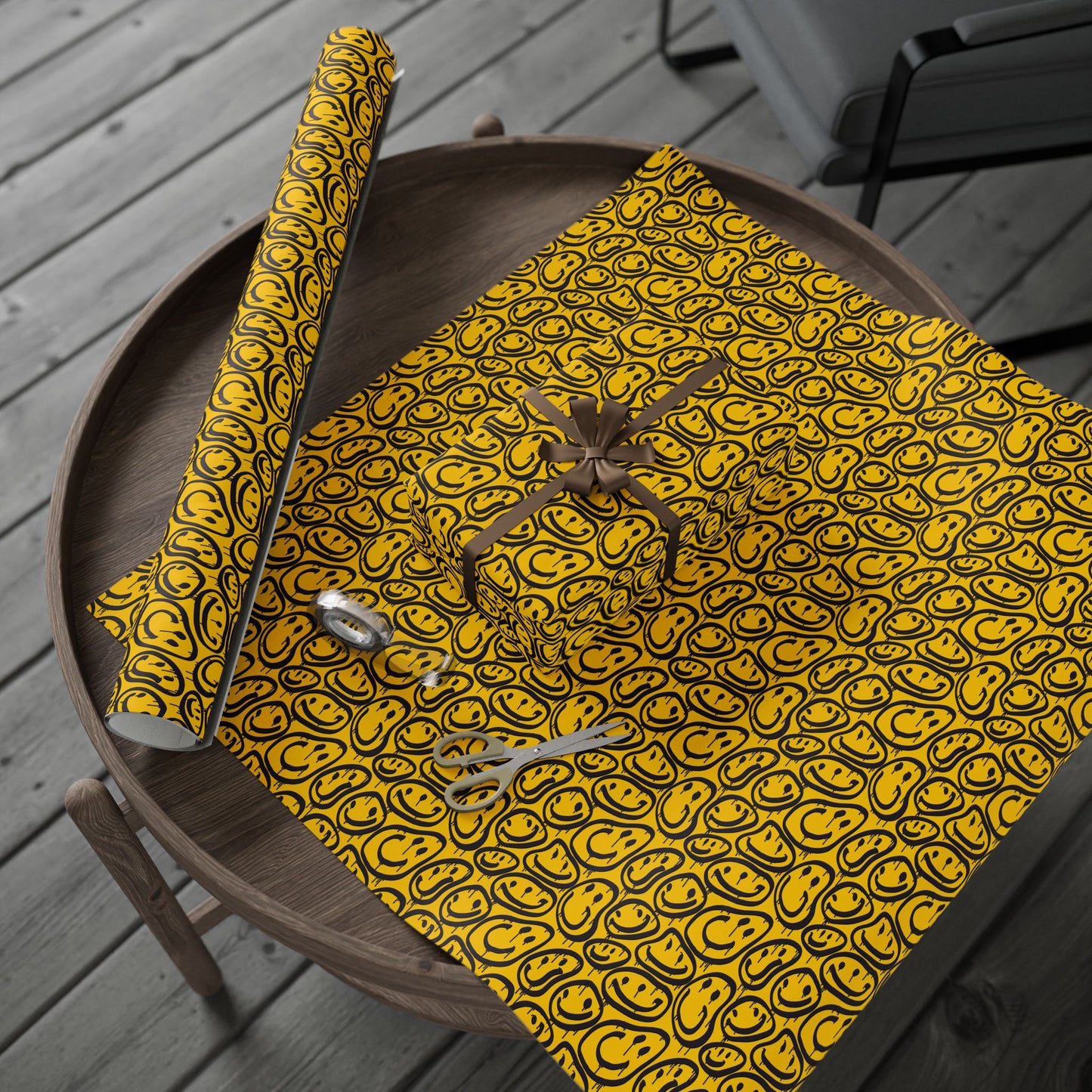 Stylish Wrapping Paper Roll, Unique Gift Wrap for Birthdays, Holidays, Anniversaries, DIY Crafts, Yellow Black Design