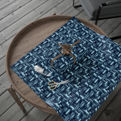 Modern Geometric Wrapping Paper Roll, Blue Abstract Gift Wrap, Stylish Packaging for All Occasions, Birthday, Holiday, Wedding, Celebration