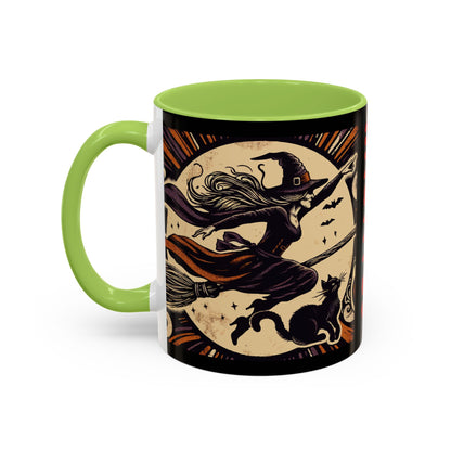 Halloween-Themed Accent Coffee Mug, Coffee Cup for Witch Lovers, Haunted Mug for Spooky Season, Unique Gift for Halloween, Witch Decor