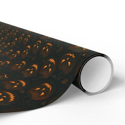 Halloween Pumpkin Wrapping Paper, Festive Gift Wrap for Fall Celebrations, Unique Holiday Supplies, Trick-or-Treat Decor, Party Favors
