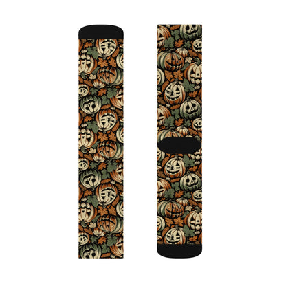 Halloween Pumpkin Sublimation Socks - Cozy Festive Footwear for Fall, Party Favor, Halloween Costume, Unique Gift Idea