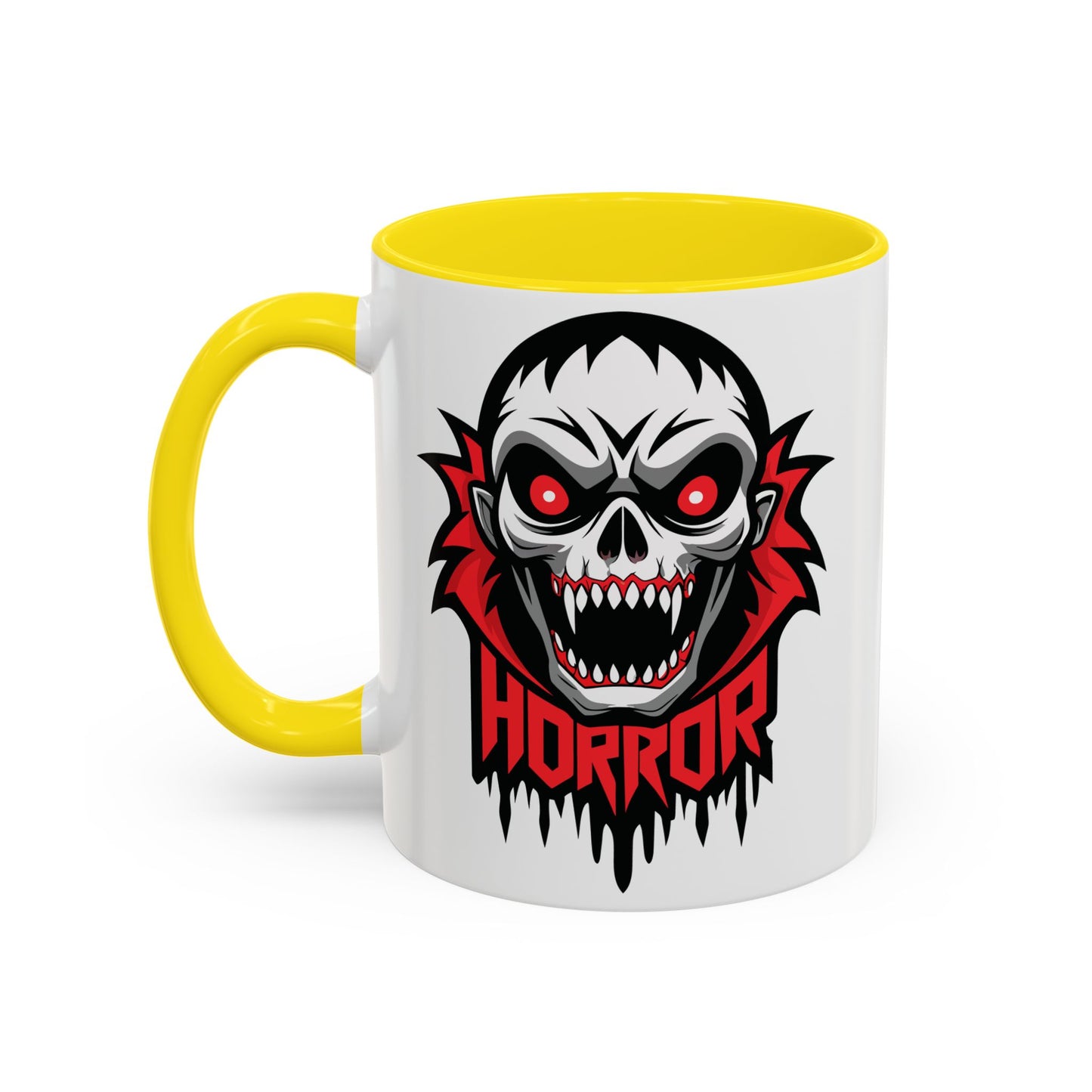 Horror-Themed Coffee Mug, Unique Gift for Halloween Lovers, Scary Decor, Black Accented Mug, Gothic Drinkware, Spooky Kitchenware