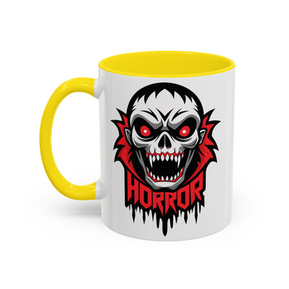Horror-Themed Coffee Mug, Unique Gift for Halloween Lovers, Scary Decor, Black Accented Mug, Gothic Drinkware, Spooky Kitchenware