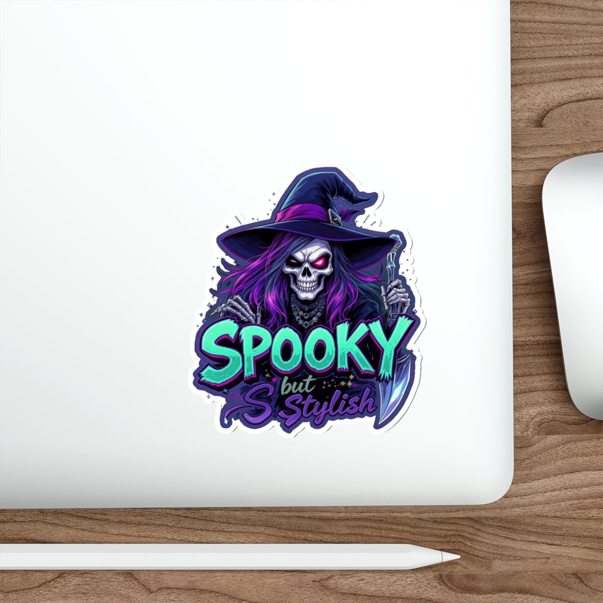 Spooky Witch Die-Cut Sticker | Halloween Decor, Cool Vinyl Decal, Witchy Gifts, Laptop Stickers, Boho Aesthetic