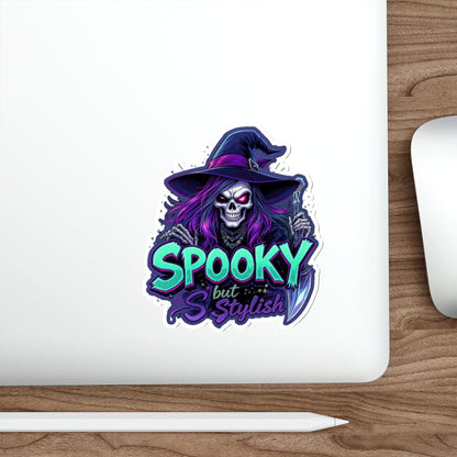 Spooky Witch Die-Cut Sticker | Halloween Decor, Cool Vinyl Decal, Witchy Gifts, Laptop Stickers, Boho Aesthetic