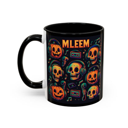 Halloween Skull Coffee Mug, Spooky Decor, Gift for Music Lovers, Pumpkin Head Mug, Halloween Party Favor