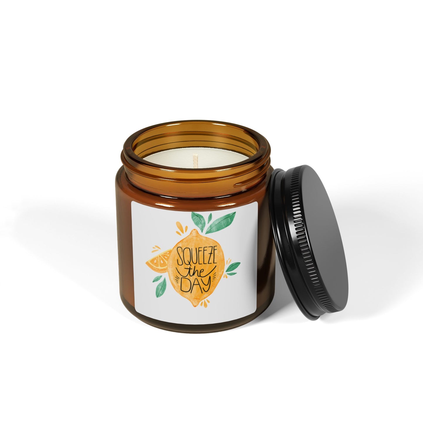 Bright and Cheerful Scented Soy Candle - Aromatherapy, Multi-Size, Amber Jar