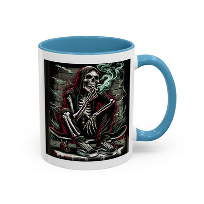 Gothic Skeleton Coffee Mug - Perfect for Halloween Decor, Gift for Skaters, Unique Drinkware, Spooky Vibe, 11 & 15oz Options