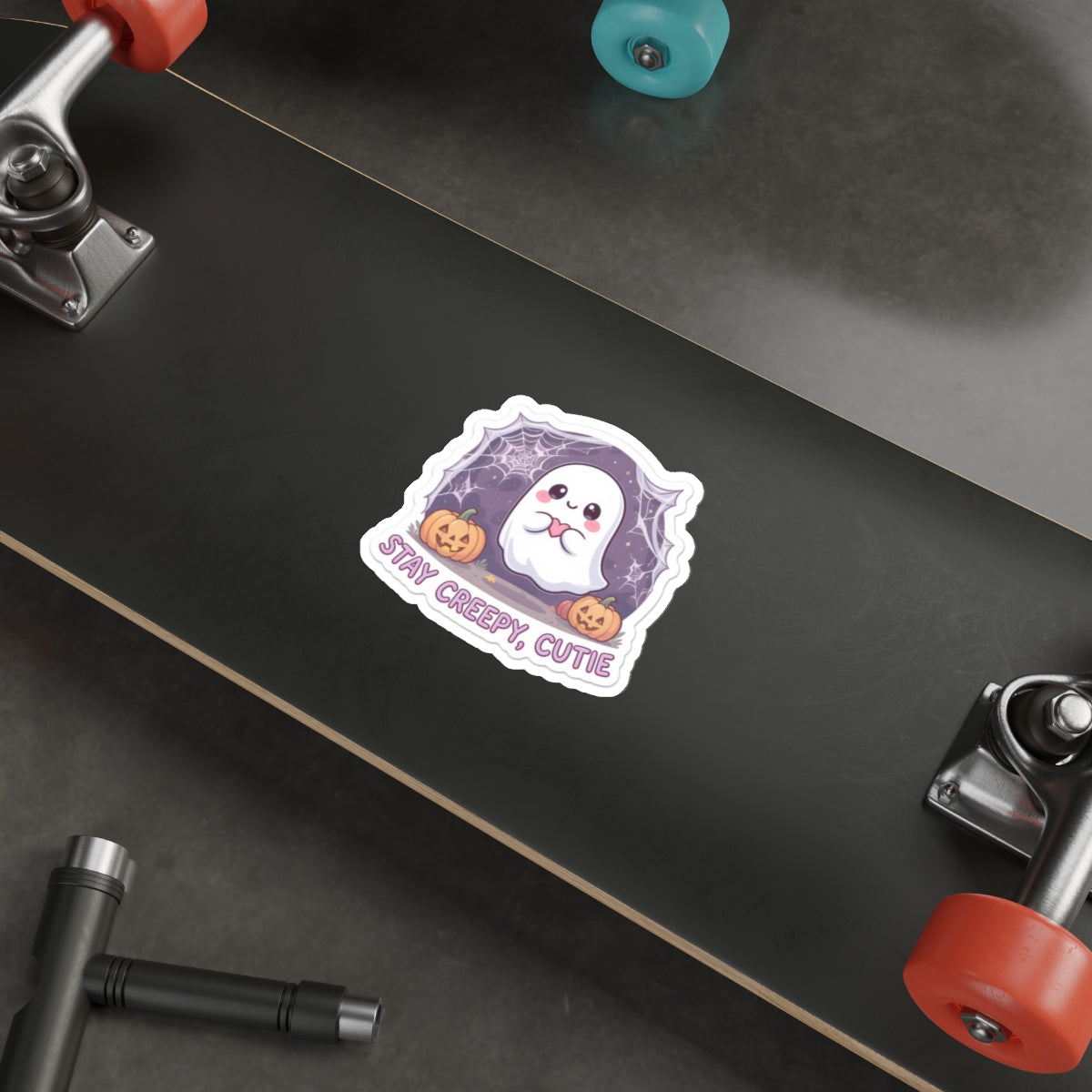 Cute Halloween Ghost Die-Cut Stickers, Stay Creepy Cutie, Laptop Decals, Holiday Decorations, Gift for Spooky Season