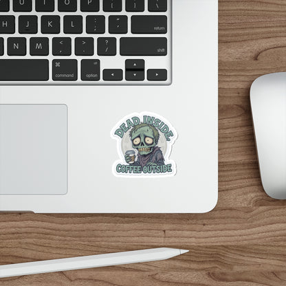 Zombie Coffee Lover Die-Cut Stickers, Cute Vinyl Stickers for Laptops, Drinkware, Halloween Decor, Funny Gifts, Zombie Aesthetic