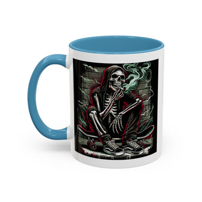 Gothic Skeleton Coffee Mug - Perfect for Halloween Decor, Gift for Skaters, Unique Drinkware, Spooky Vibe, 11 & 15oz Options