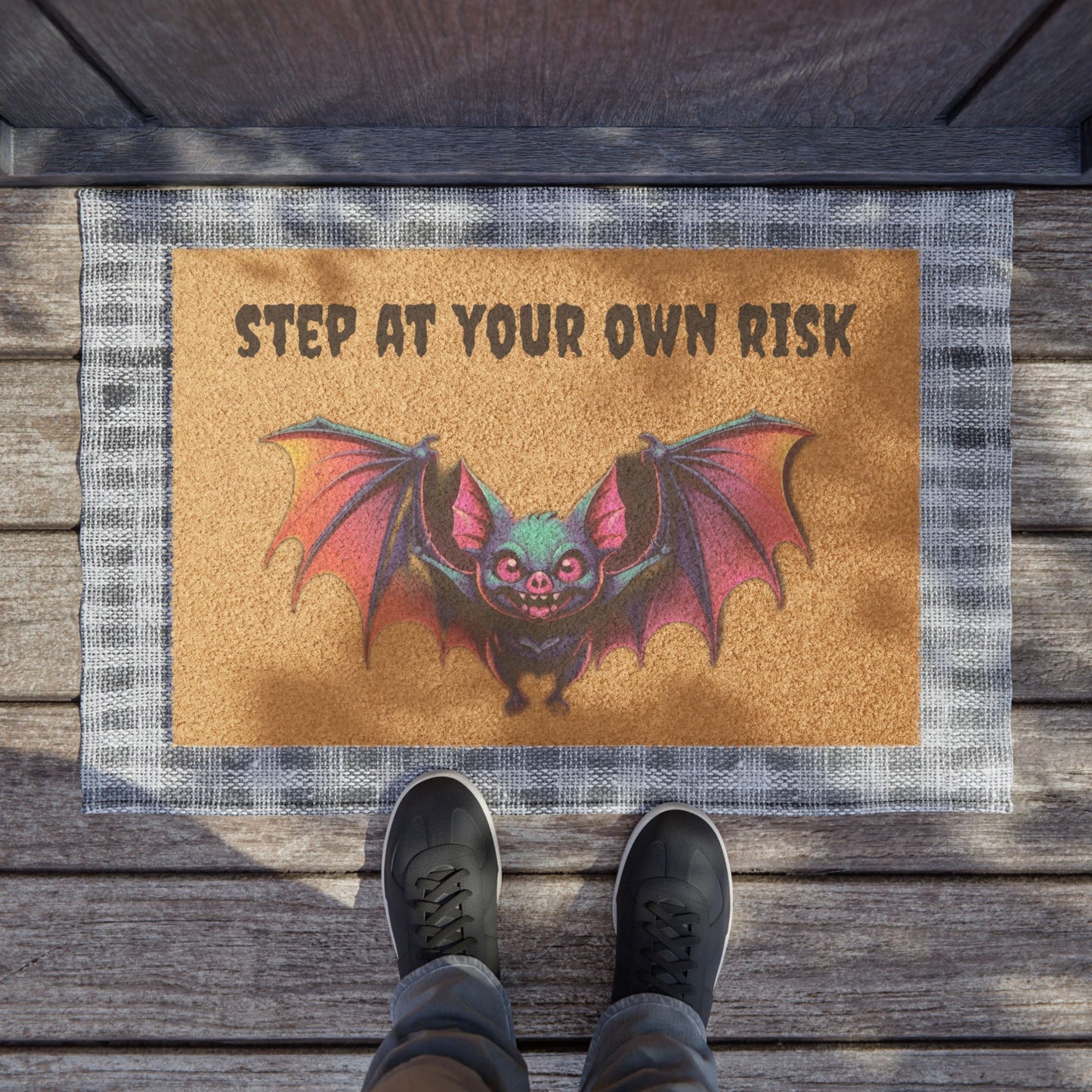 Whimsical Bat Doormat - Perfect for Halloween, Spooky Home Decor, Unique Gifts, Front Entry Rug, Bat-Themed Decor