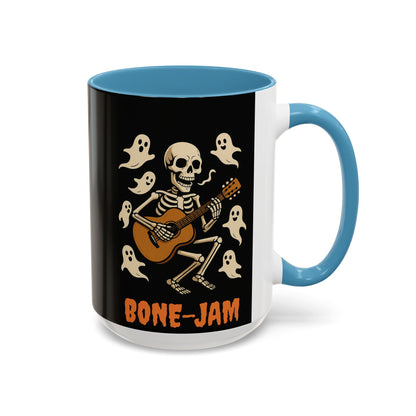 Spooky Skeleton Coffee Mug, Halloween Decor, Bone-Jam Ghost Mug, Gift for Music Lovers, Unique Drinkware