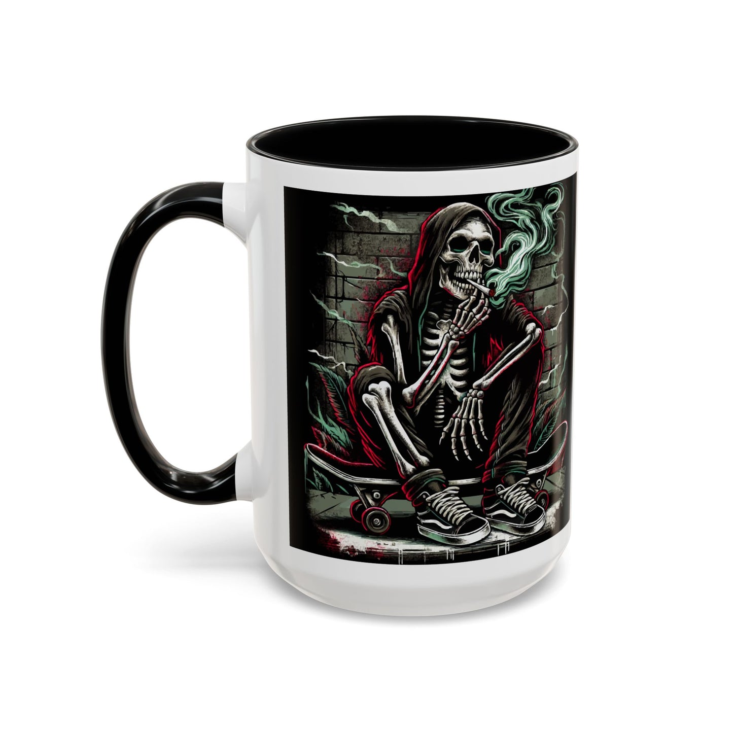 Gothic Skeleton Coffee Mug - Perfect for Halloween Decor, Gift for Skaters, Unique Drinkware, Spooky Vibe, 11 & 15oz Options