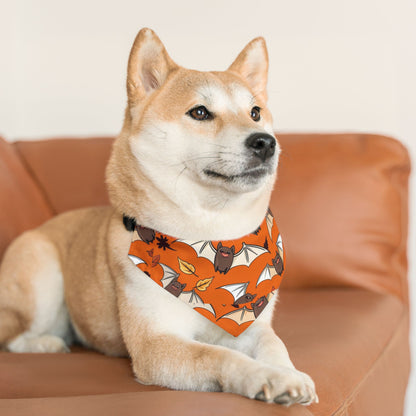 Cute Halloween Pet Bandana Collar, Dog Accessories, Pet Costume, Bat Print, Fall Pet Gear