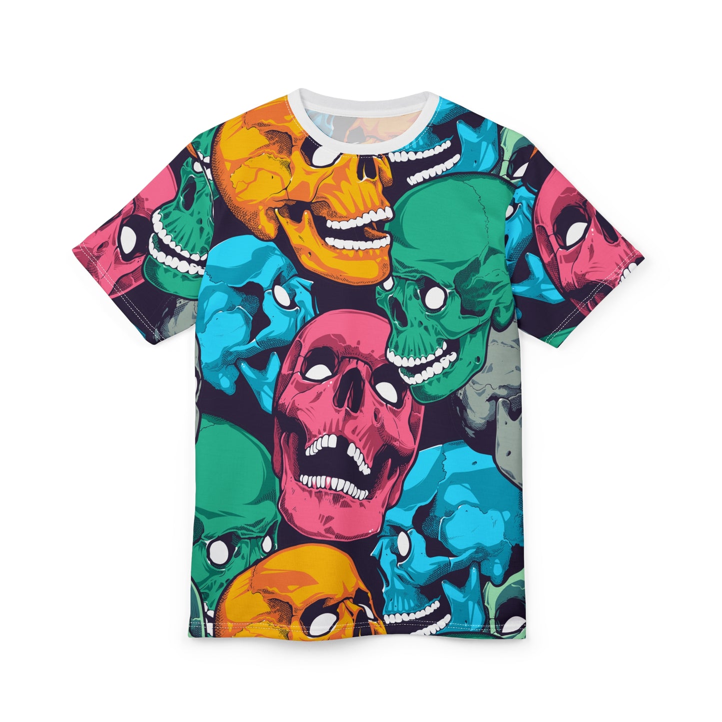 Colorful Skull Graphic Tee, Unisex T-Shirt, Halloween Apparel, Festival Wear, Edgy Street Style, Unique Gift