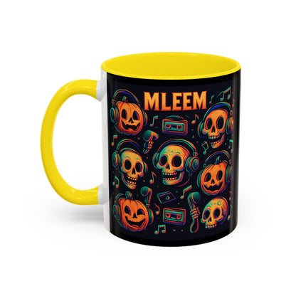 Halloween Skull Coffee Mug, Spooky Decor, Gift for Music Lovers, Pumpkin Head Mug, Halloween Party Favor
