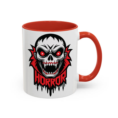 Horror-Themed Coffee Mug, Unique Gift for Halloween Lovers, Scary Decor, Black Accented Mug, Gothic Drinkware, Spooky Kitchenware