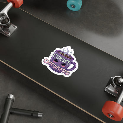 Caffeinated Curses Die-Cut Stickers, Funny Mug Stickers, Office Decor, Coffee Lover Gift, Laptop Stickers, Unique Art Stickers