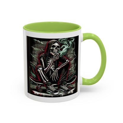 Gothic Skeleton Coffee Mug - Perfect for Halloween Decor, Gift for Skaters, Unique Drinkware, Spooky Vibe, 11 & 15oz Options