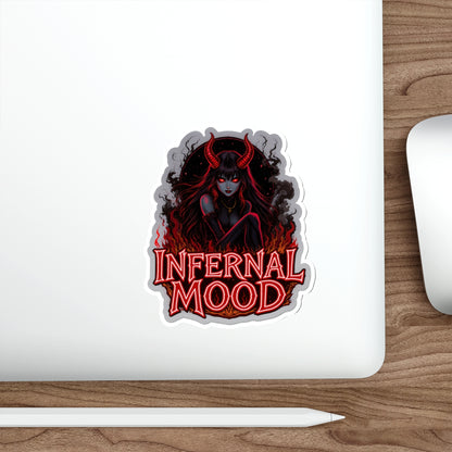 Infernal Mood Die-Cut Stickers, Gothic Aesthetic Stickers, Devilish Laptop Decor, Alternative Lifestyle, Gift for Dark Art Lovers