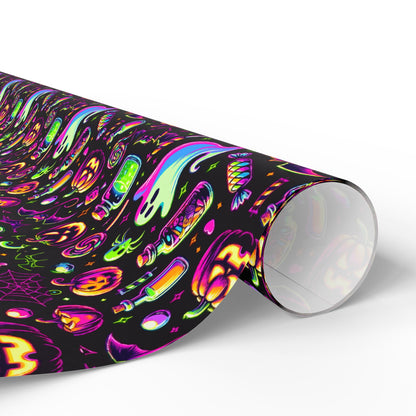 Vibrant Halloween Wrapping Paper, Colorful Gift Wrap for Birthdays, Parties, and Holidays, Unique Patterns and Designs