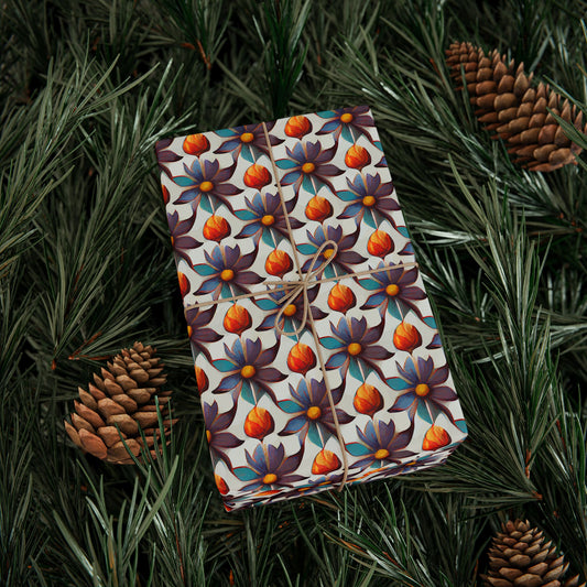 Artistic Wrapping Paper Roll, Eco-Friendly Gift Wrap for Birthdays, Holidays, Weddings, Handmade Gift Wrap, Floral Design