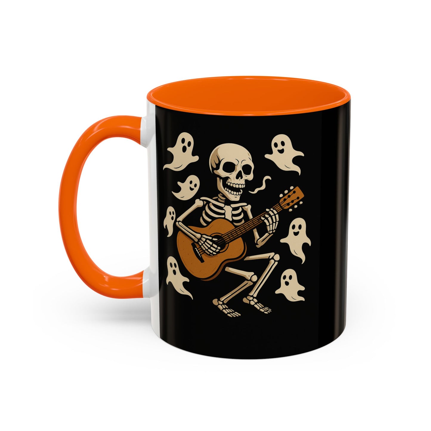 Spooky Skeleton Coffee Mug, Halloween Decor, Bone-Jam Ghost Mug, Gift for Music Lovers, Unique Drinkware