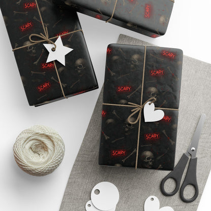 Spooky Halloween Wrapping Paper, Unique Gift Wrap for Halloween, Scary Black and Red Paper, Fun Decorative Wrap, Halloween Party Supplies
