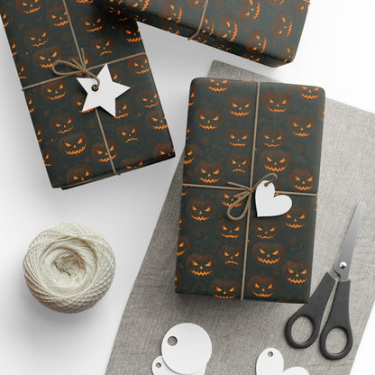 Halloween Pumpkin Wrapping Paper, Festive Gift Wrap for Fall Celebrations, Unique Holiday Supplies, Trick-or-Treat Decor, Party Favors