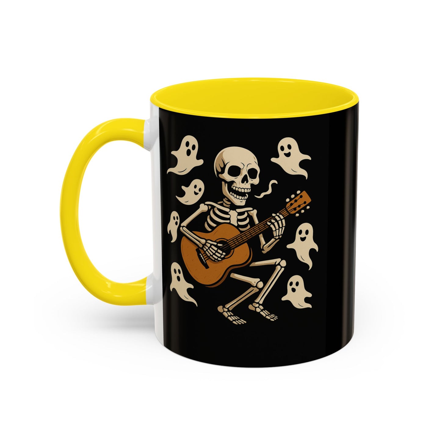 Spooky Skeleton Coffee Mug, Halloween Decor, Bone-Jam Ghost Mug, Gift for Music Lovers, Unique Drinkware